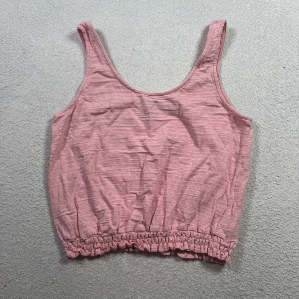 Code Mode Tank Top Womens Medium Pink Good Smocked Hem Slub Cotton Cottagecore